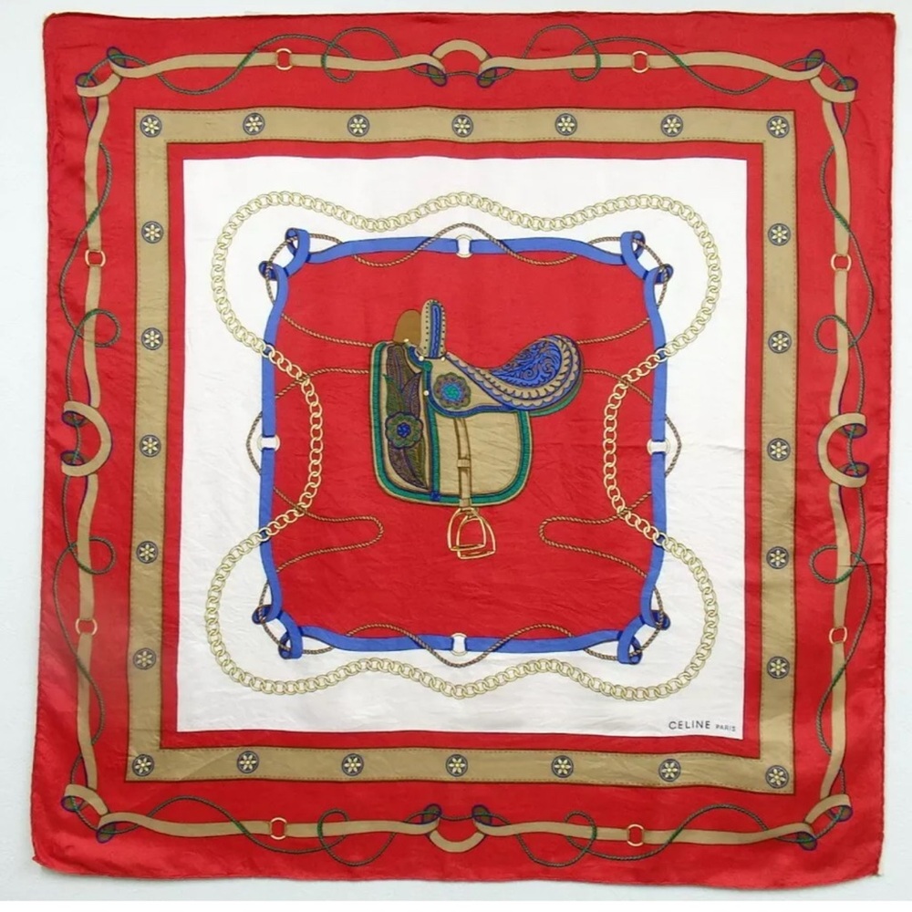 CELINE SILK SCARF IN PERFECT COLOR COMBINATION AUTHENTIC
